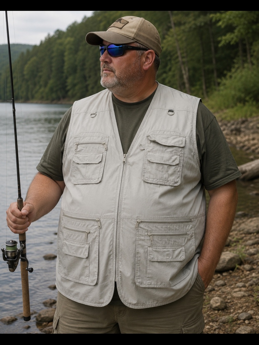 OlympinA Khaki Multi-Pocket Fishing Camping Utility Vest